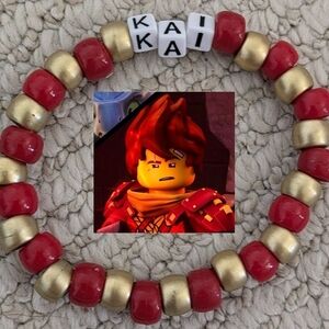 'Kai' Lego Ninjago Handmade Beaded Kandi Bracelet